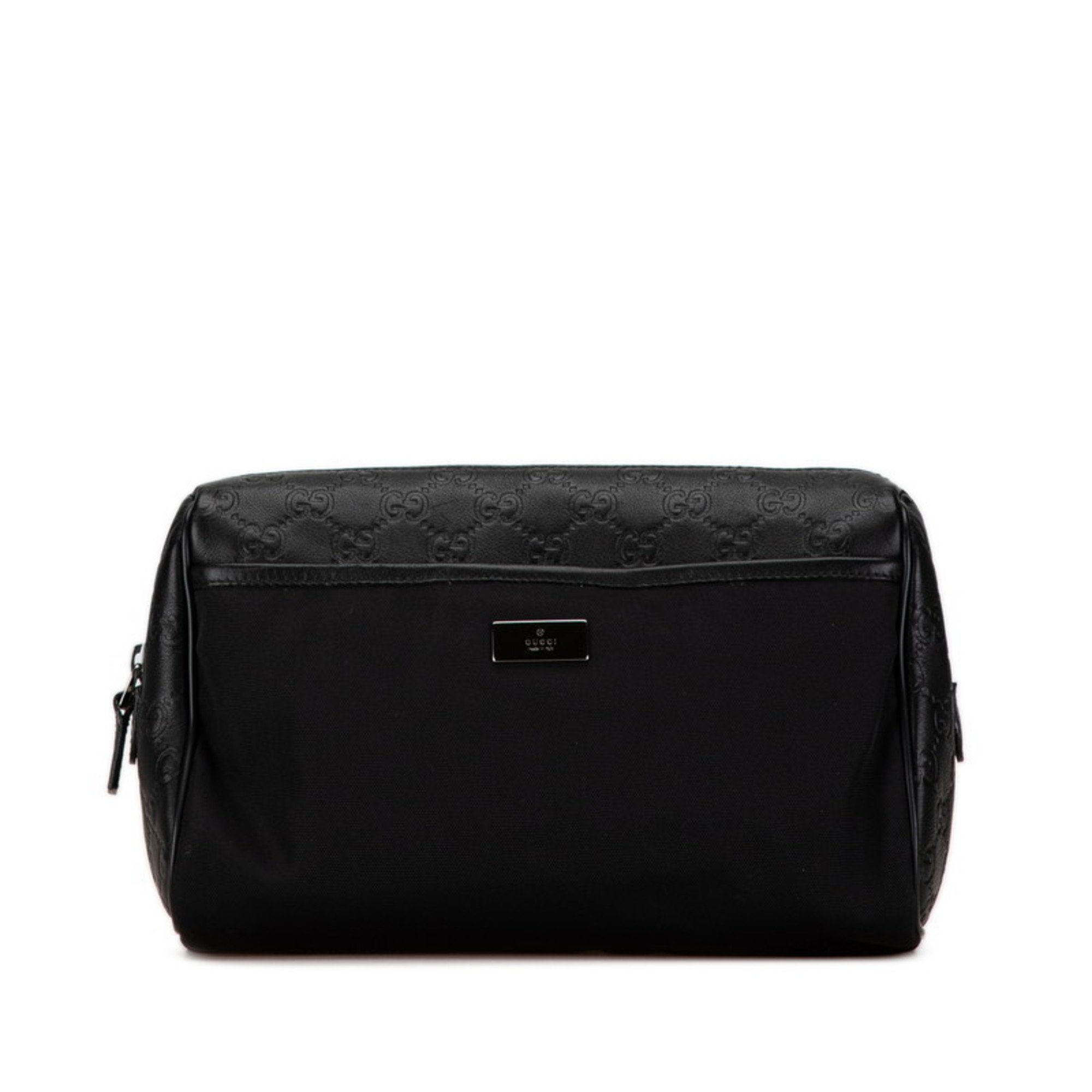 Gucci Guccissima Clutch Bag Second 162792 Black Nylon Leather Women's GUCCI