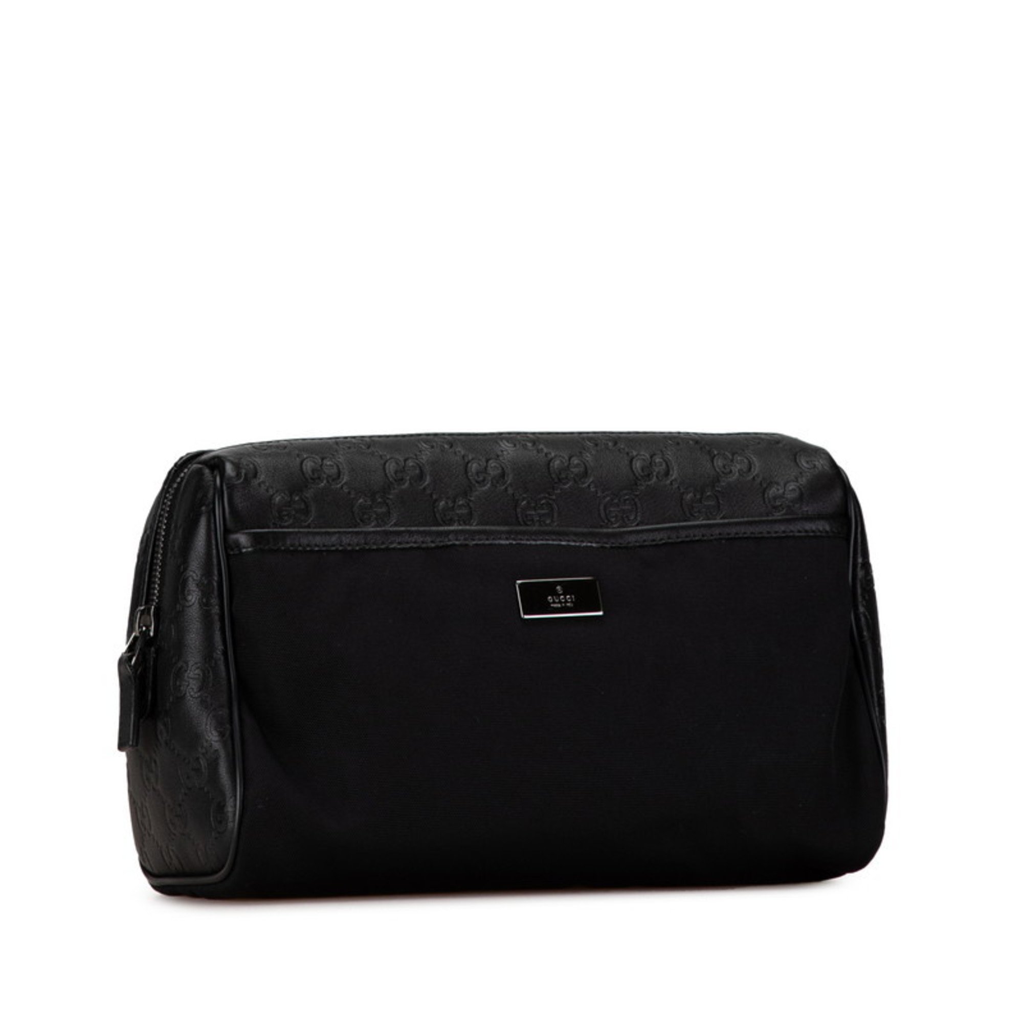 Gucci Guccissima Clutch Bag Second 162792 Black Nylon Leather Women's GUCCI