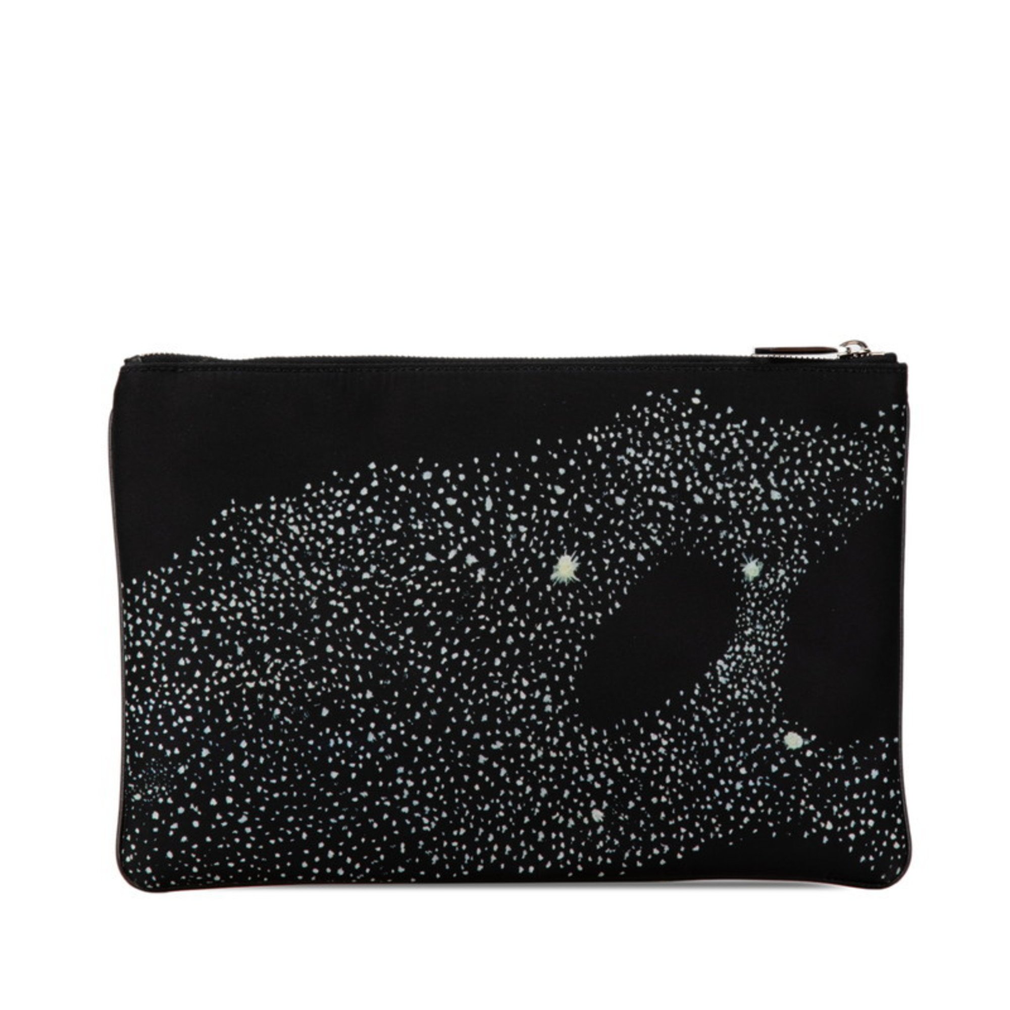 Christian Dior Dior Planet Space Motif Pouch Black Nylon Women's