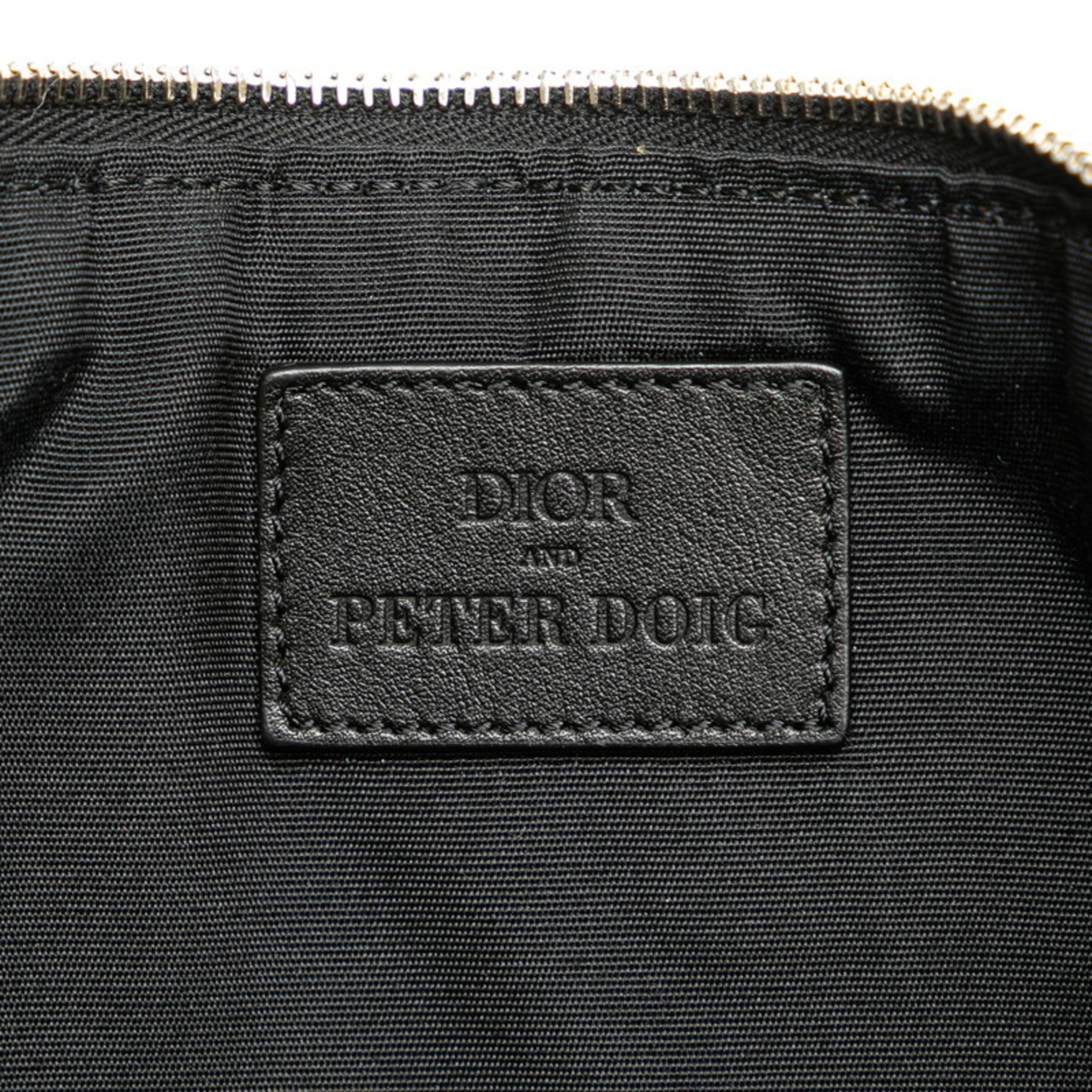 Christian Dior Dior Planet Space Motif Pouch Black Nylon Women's