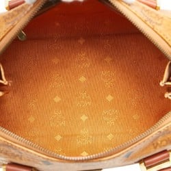 MCM Visetos Glam Handbag Boston Bag Brown Leather Women's