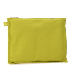 Hermes Bora GM Pouch Light Green Canvas Leather Women's HERMES