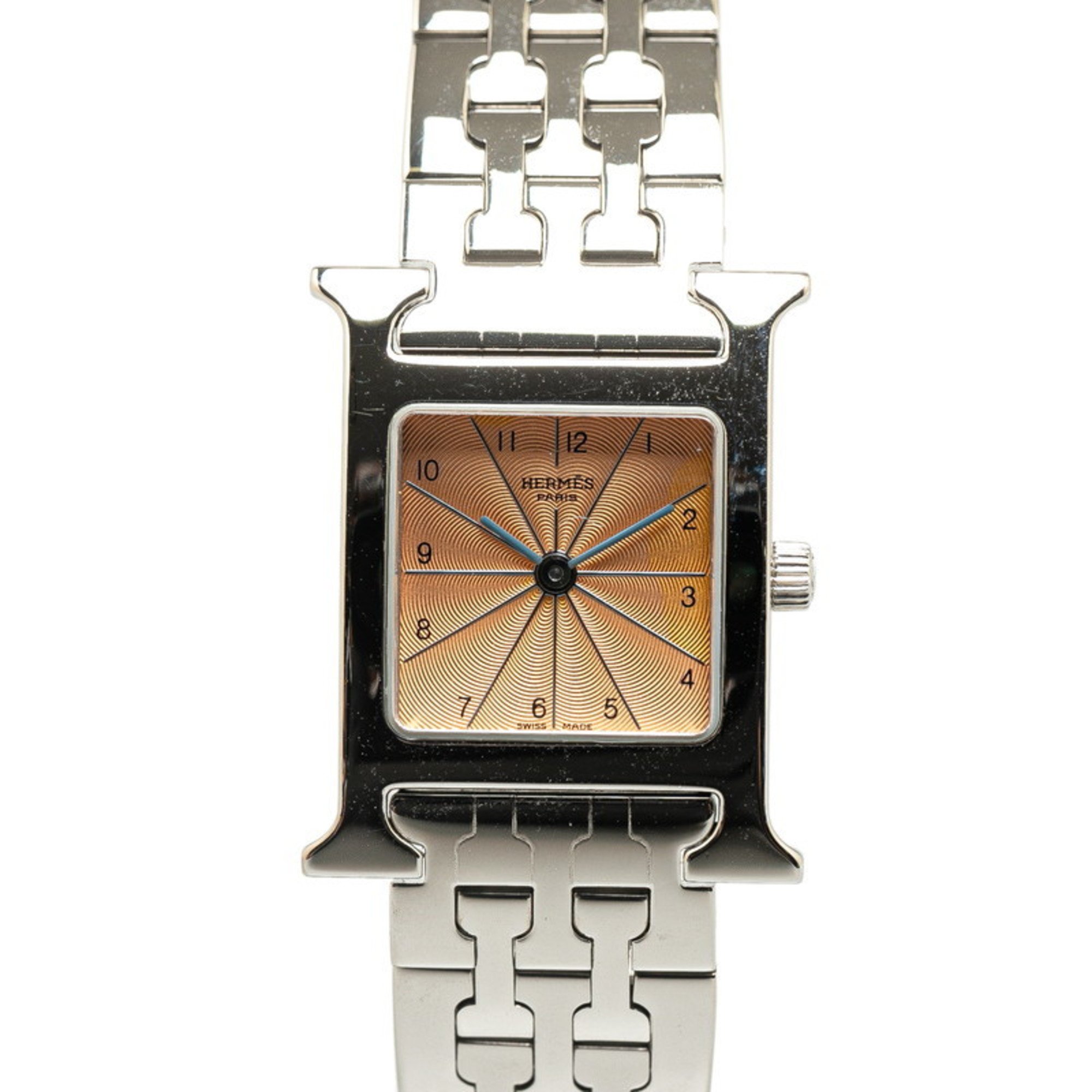 Hermes H Watch HH1.210 Quartz Pink Dial Stainless Steel Ladies HERMES