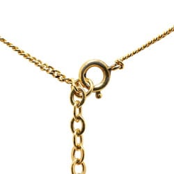 Christian Dior Dior CD Teardrop Motif Rhinestone Necklace Gold Plated Women's