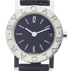 BVLGARI Watch BB23SL Quartz Black Dial Stainless Steel Leather Women's