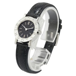 BVLGARI Watch BB23SL Quartz Black Dial Stainless Steel Leather Women's