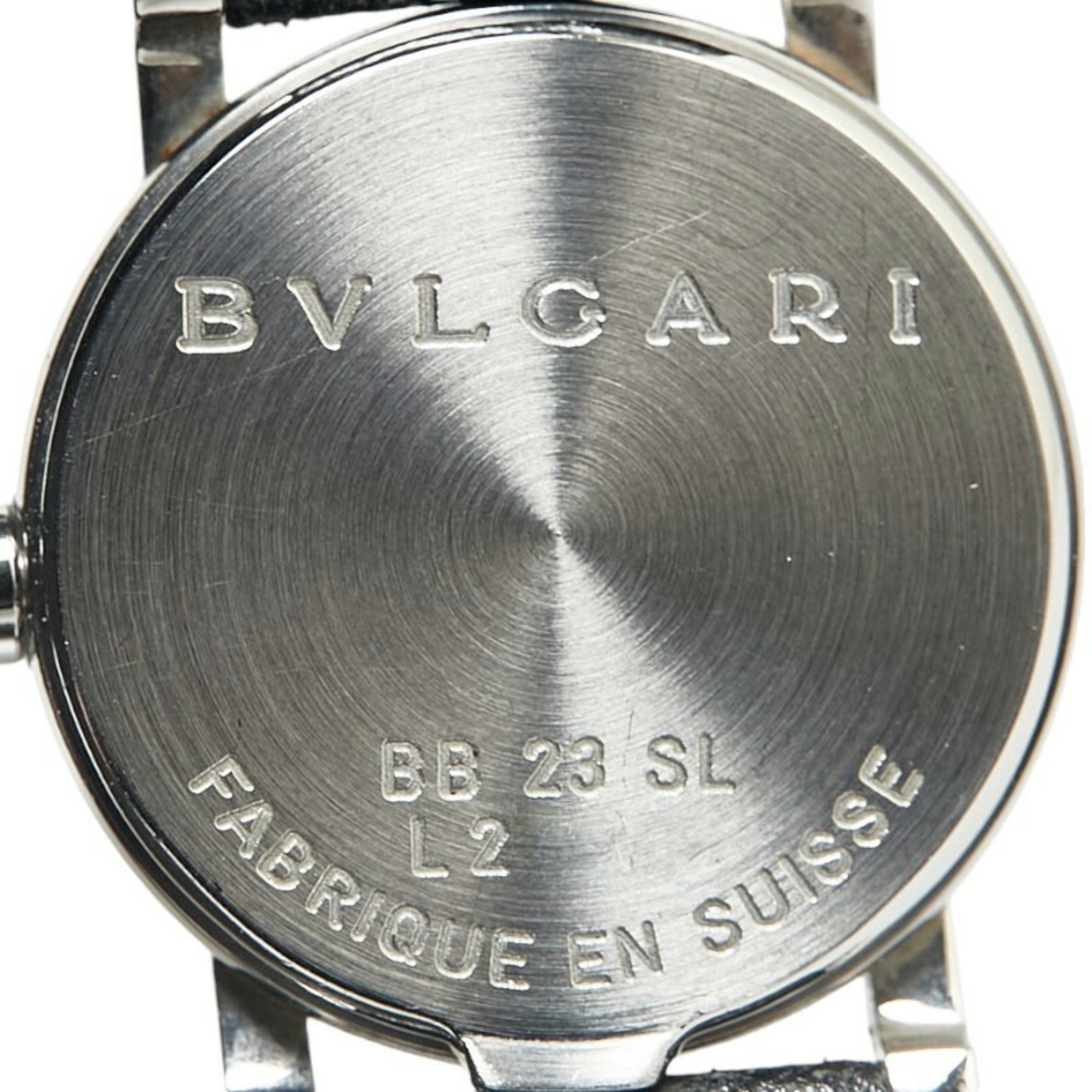 BVLGARI Watch BB23SL Quartz Black Dial Stainless Steel Leather Women's