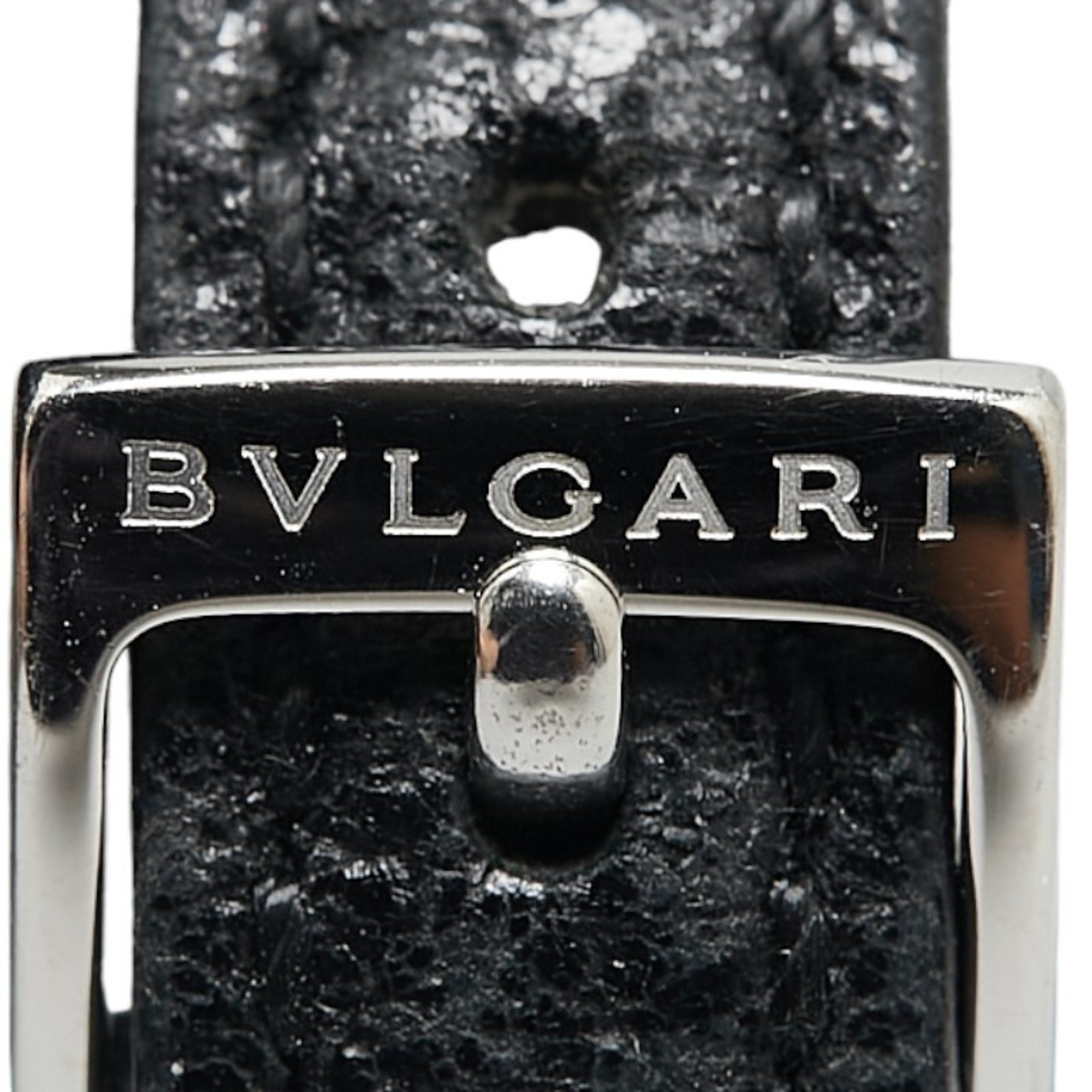 BVLGARI Watch BB23SL Quartz Black Dial Stainless Steel Leather Women's