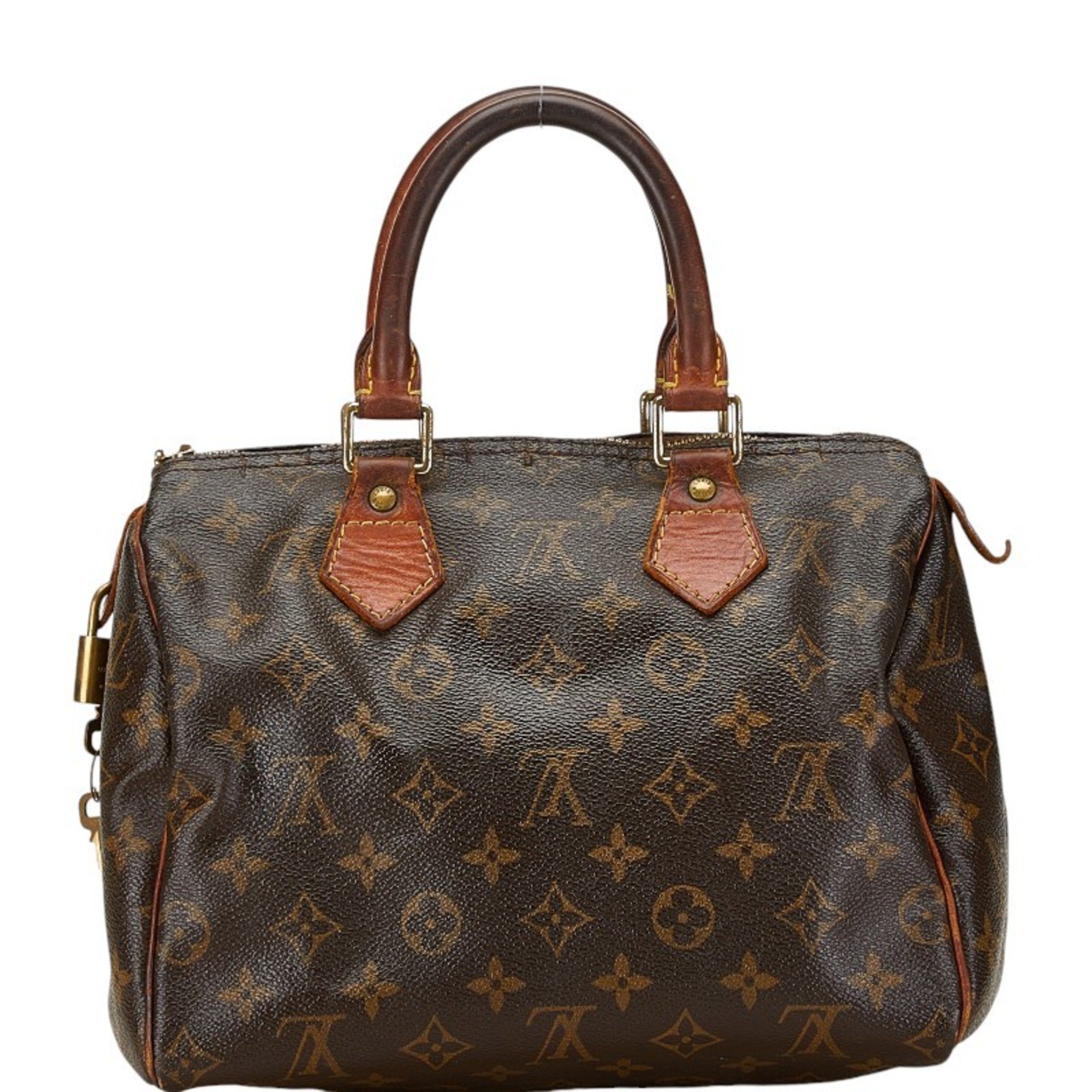 Louis Vuitton Monogram Speedy 25 Handbag Boston Bag M41528 Brown PVC Leather Women's LOUIS VUITTON