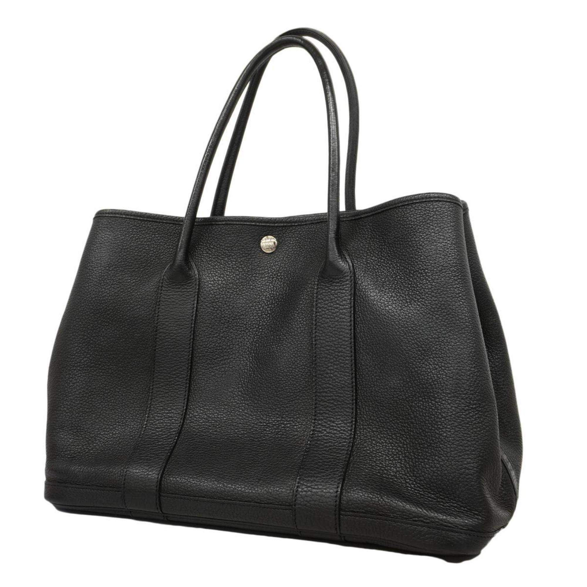 Hermes Tote Bag Garden PM □L Engraved Negonda Black Women's