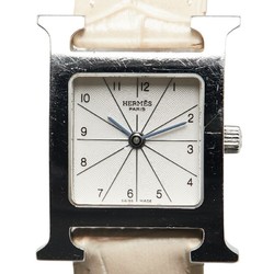 Hermes H Watch Wristwatch HH1.210 Quartz White Dial Stainless Steel Leather Ladies HERMES