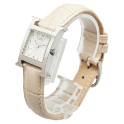 Hermes H Watch Wristwatch HH1.210 Quartz White Dial Stainless Steel Leather Ladies HERMES