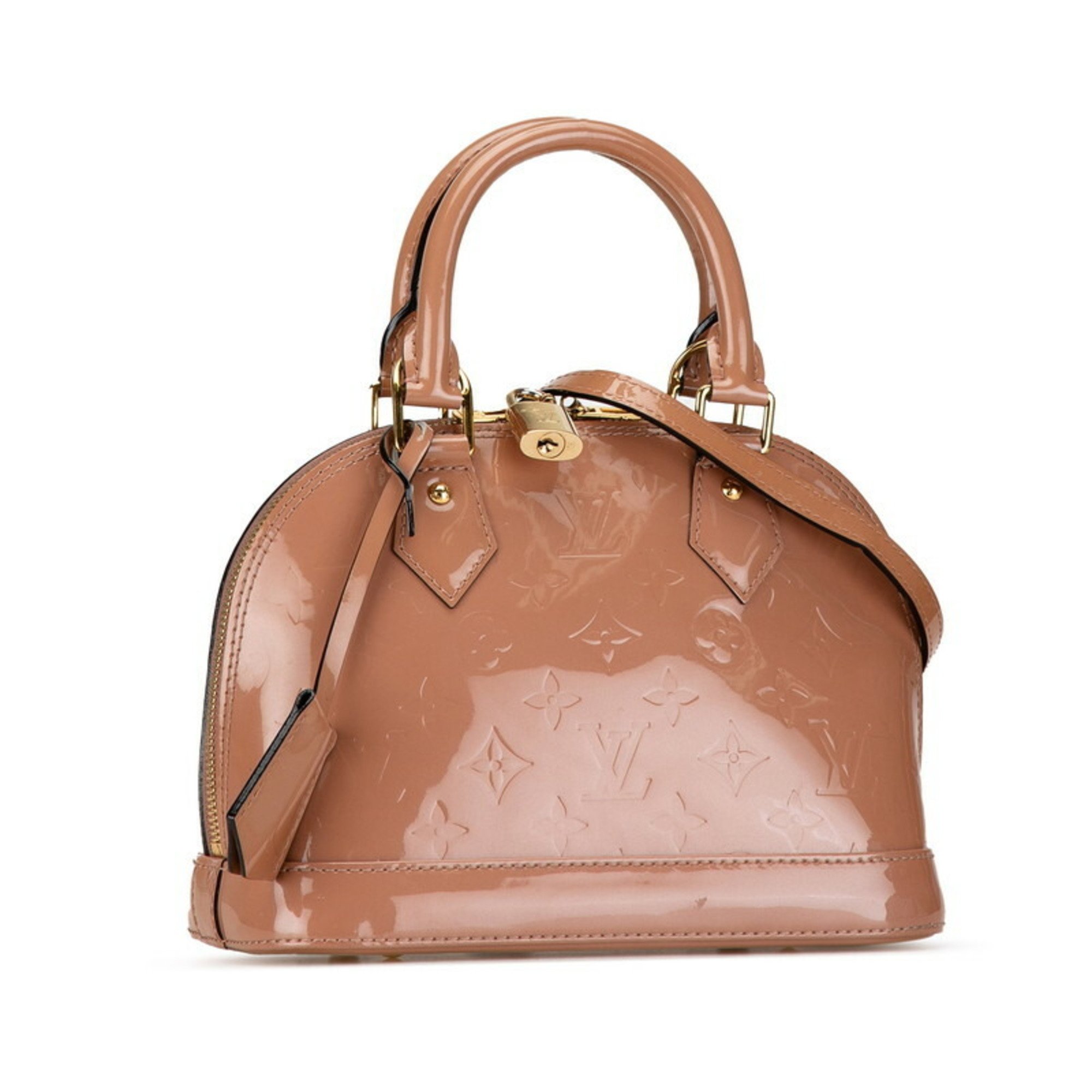 Louis Vuitton Monogram Vernis Alma BB Handbag Shoulder Bag M91585 Rose Velours Patent Leather Women's LOUIS VUITTON