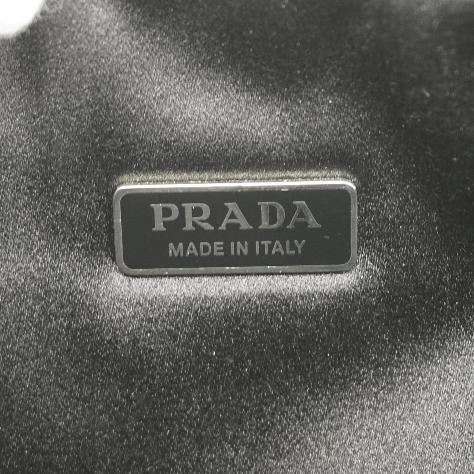 Prada handbag crystal satin leather black ladies