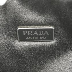 Prada handbag crystal satin leather black ladies