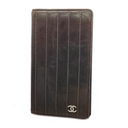 Chanel Long Wallet Mademoiselle Lambskin Brown Women's