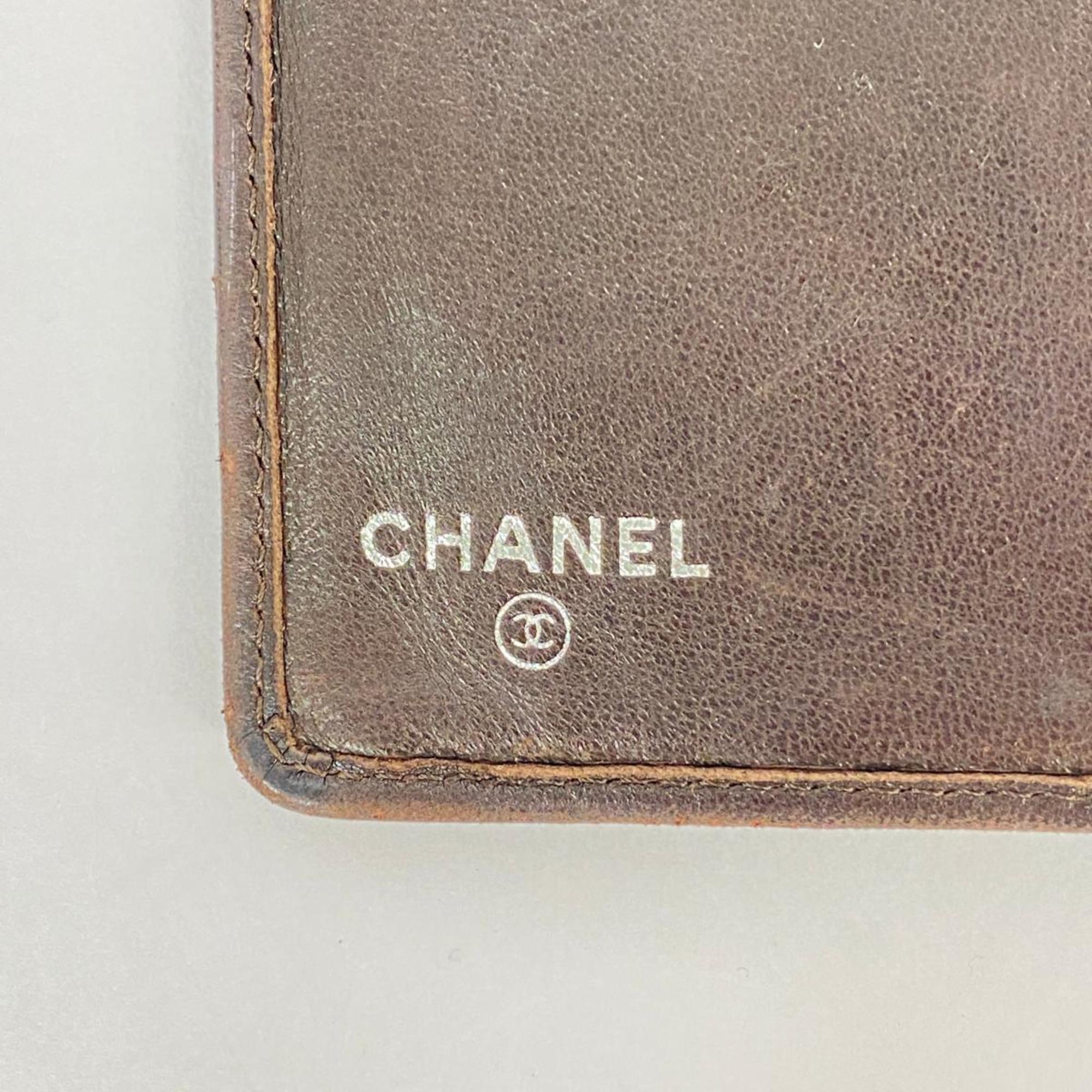 Chanel Long Wallet Mademoiselle Lambskin Brown Women's