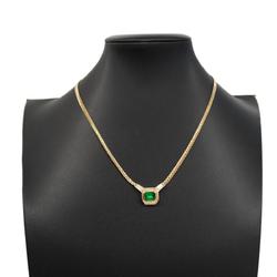 Christian Dior Necklace Square Rhinestone Color Stone GP Plated Gold Green Women's