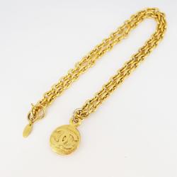 Chanel Necklace Coco Mark Circle GP Plated Gold Women's