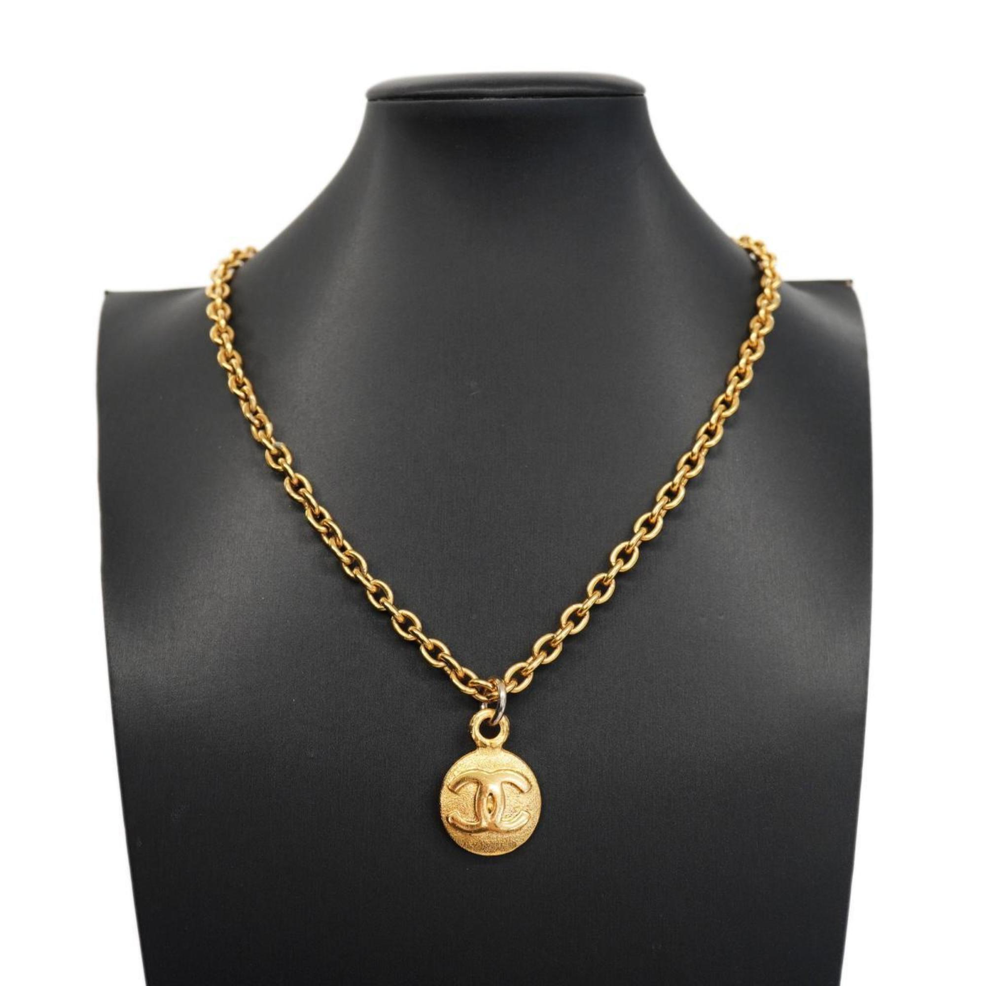 Chanel Necklace Coco Mark Circle GP Plated Gold Women's