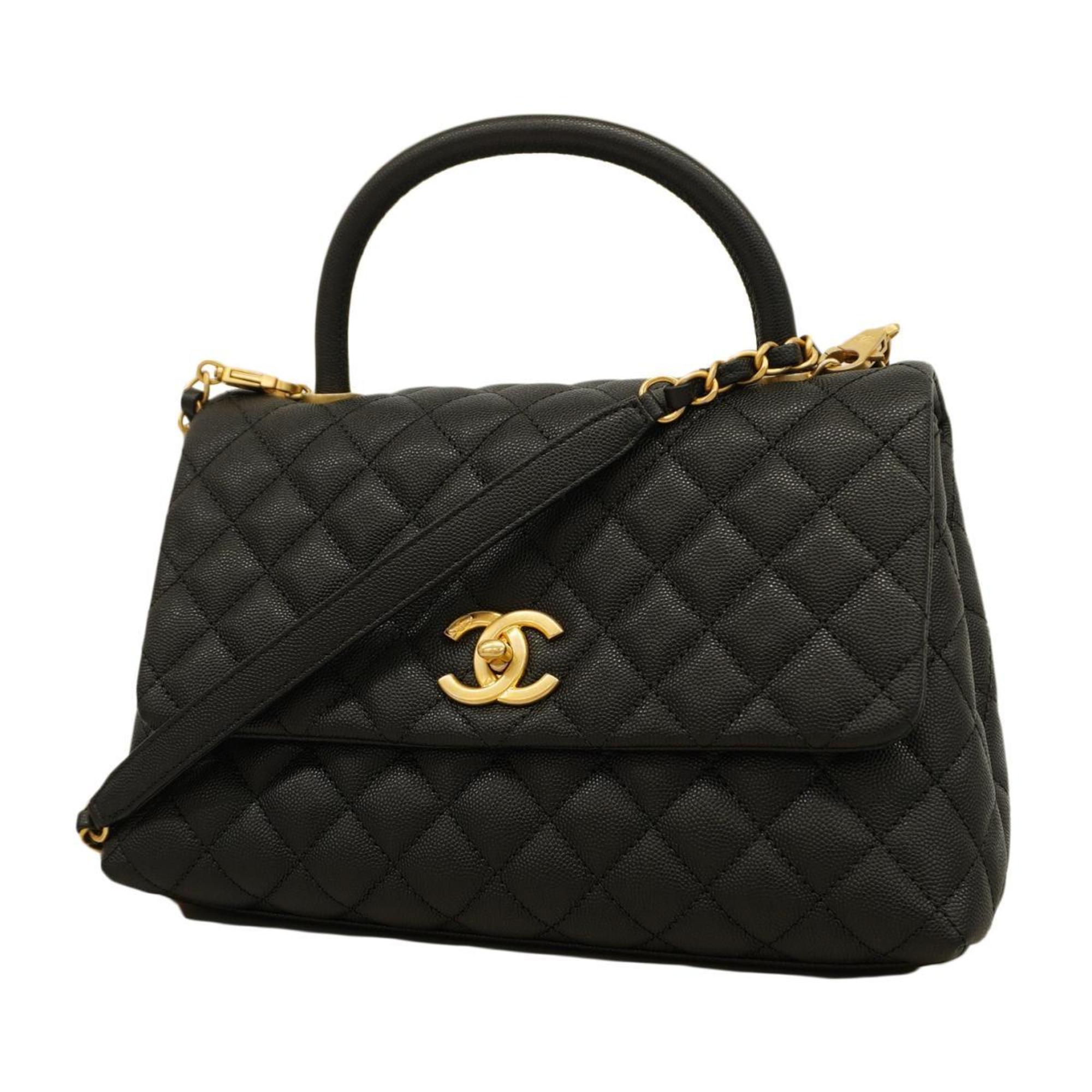 Chanel handbag, Matelasse, chain shoulder, caviar skin, black, ladies