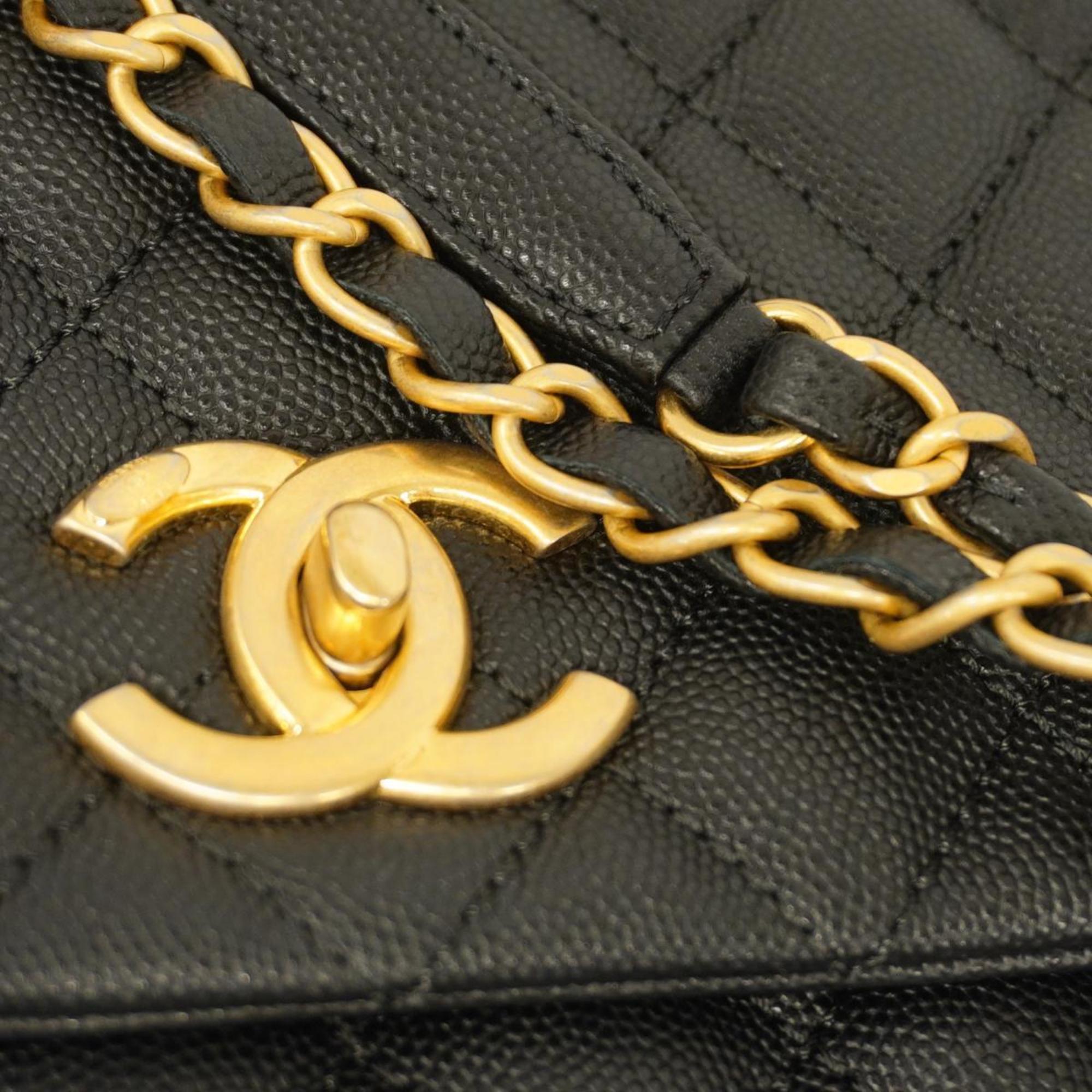 Chanel handbag, Matelasse, chain shoulder, caviar skin, black, ladies