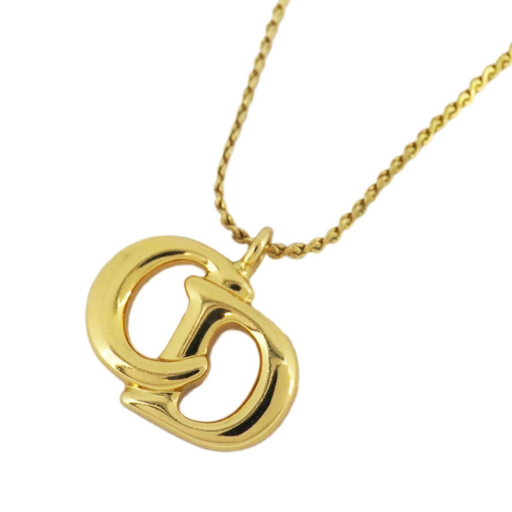 Christian Dior Necklace CD GP Plated Gold Women's