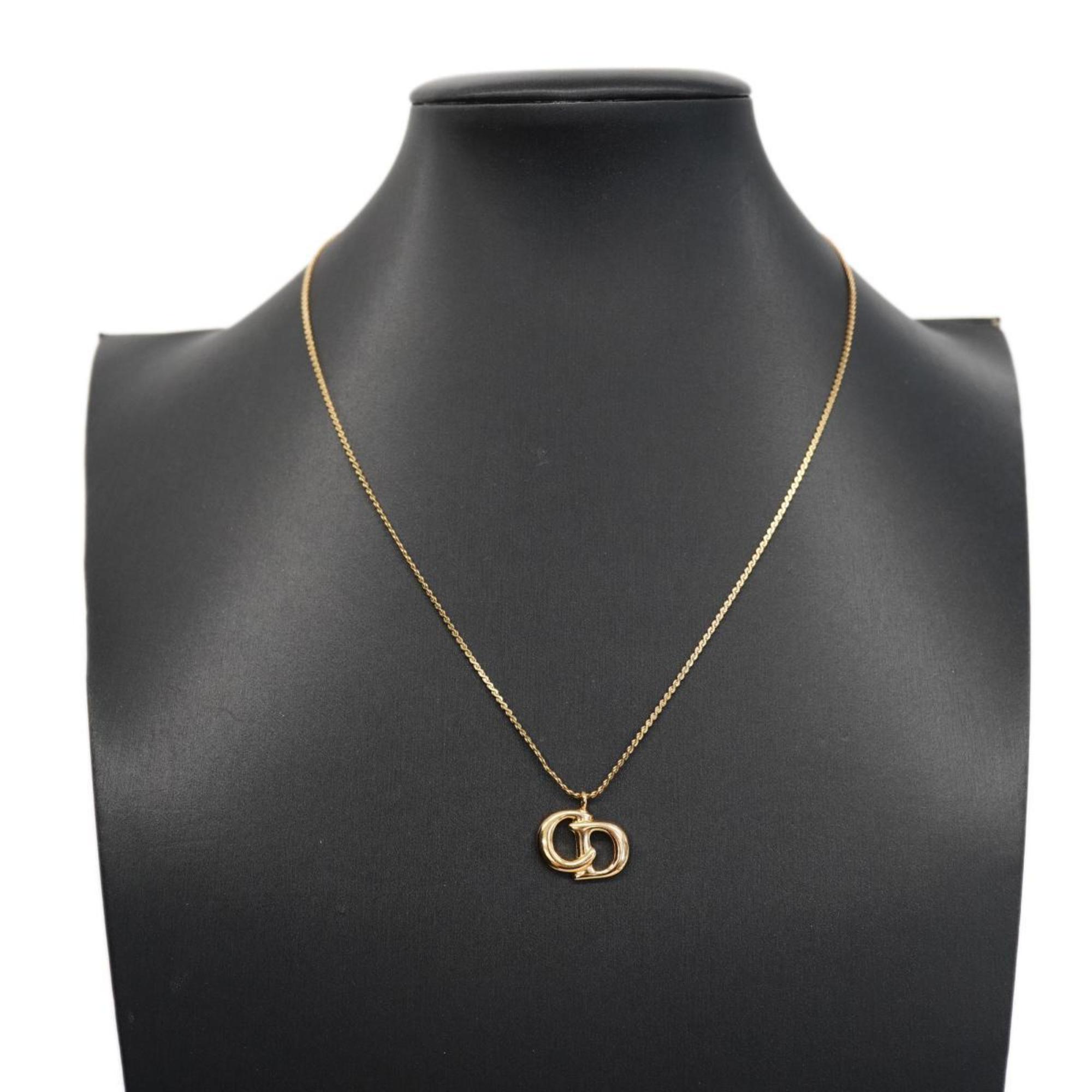 Christian Dior Necklace CD GP Plated Gold Women's