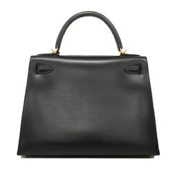 Hermes handbag Kelly 28 □C stamp box calf black ladies