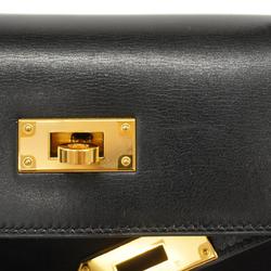 Hermes handbag Kelly 28 □C stamp box calf black ladies