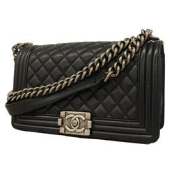 Chanel Shoulder Bag Boy Chain Lambskin Black Women's