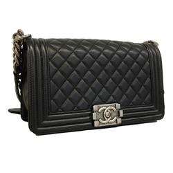 Chanel Shoulder Bag Boy Chain Lambskin Black Women's