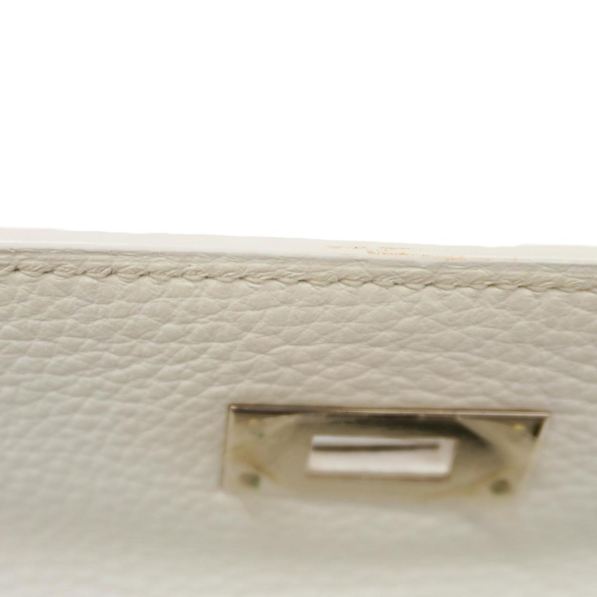 Hermes handbag Kelly 32 □I stamp Taurillon Clemence Toile H White Ladies