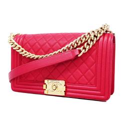 Chanel Shoulder Bag Boy Chain Caviar Skin Pink Ladies