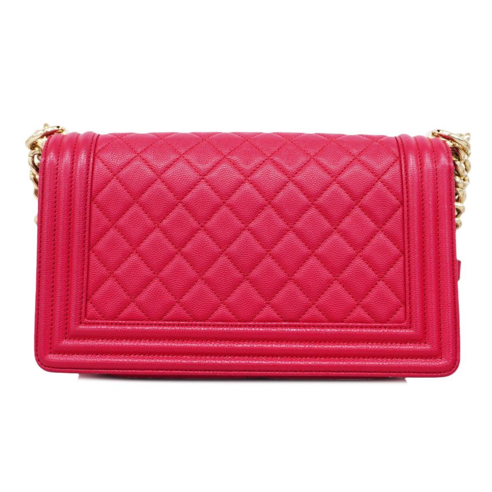 Chanel Shoulder Bag Boy Chain Caviar Skin Pink Ladies