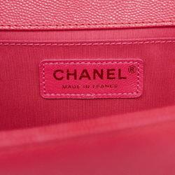 Chanel Shoulder Bag Boy Chain Caviar Skin Pink Ladies