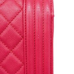 Chanel Shoulder Bag Boy Chain Caviar Skin Pink Ladies