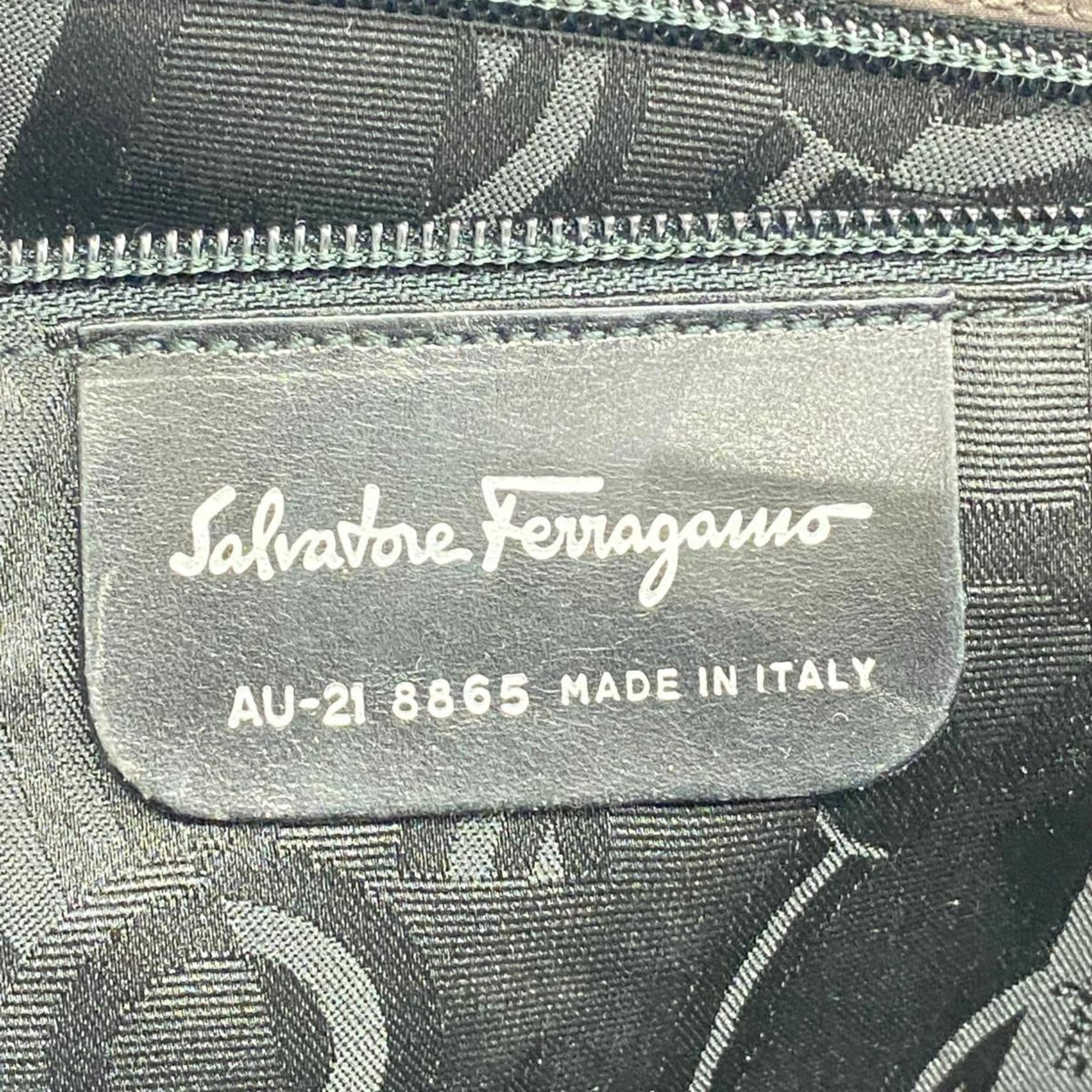 Salvatore Ferragamo handbag Gancini nylon brown ladies