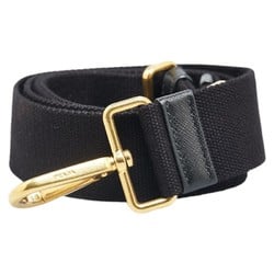 Prada Shoulder Strap Black Gold Canvas Leather Women's PRADA