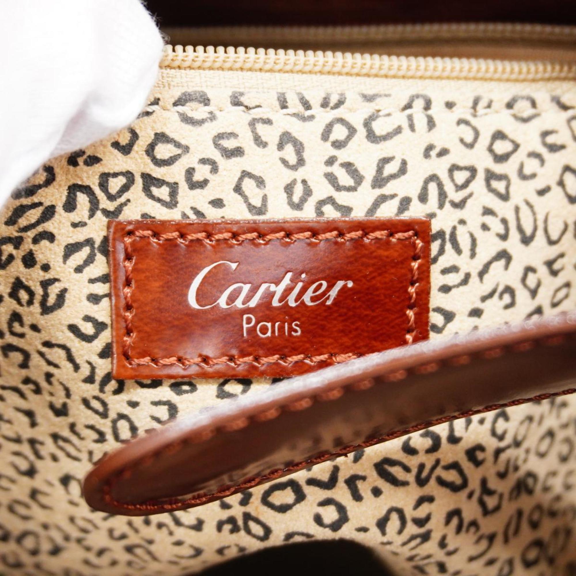 Cartier shoulder bag Panther leather brown ladies