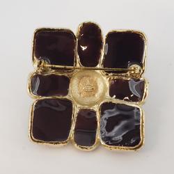 Chanel Brooch Coco Mark Square Color Stone GP Plated Champagne Gold Purple 08A Women's