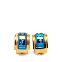 Hermes enamel cloisonné earrings gold blue plated women's HERMES