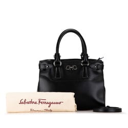 Salvatore Ferragamo Gancini Handbag Shoulder Bag Black Leather Women's