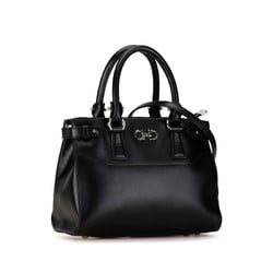 Salvatore Ferragamo Gancini Handbag Shoulder Bag Black Leather Women's