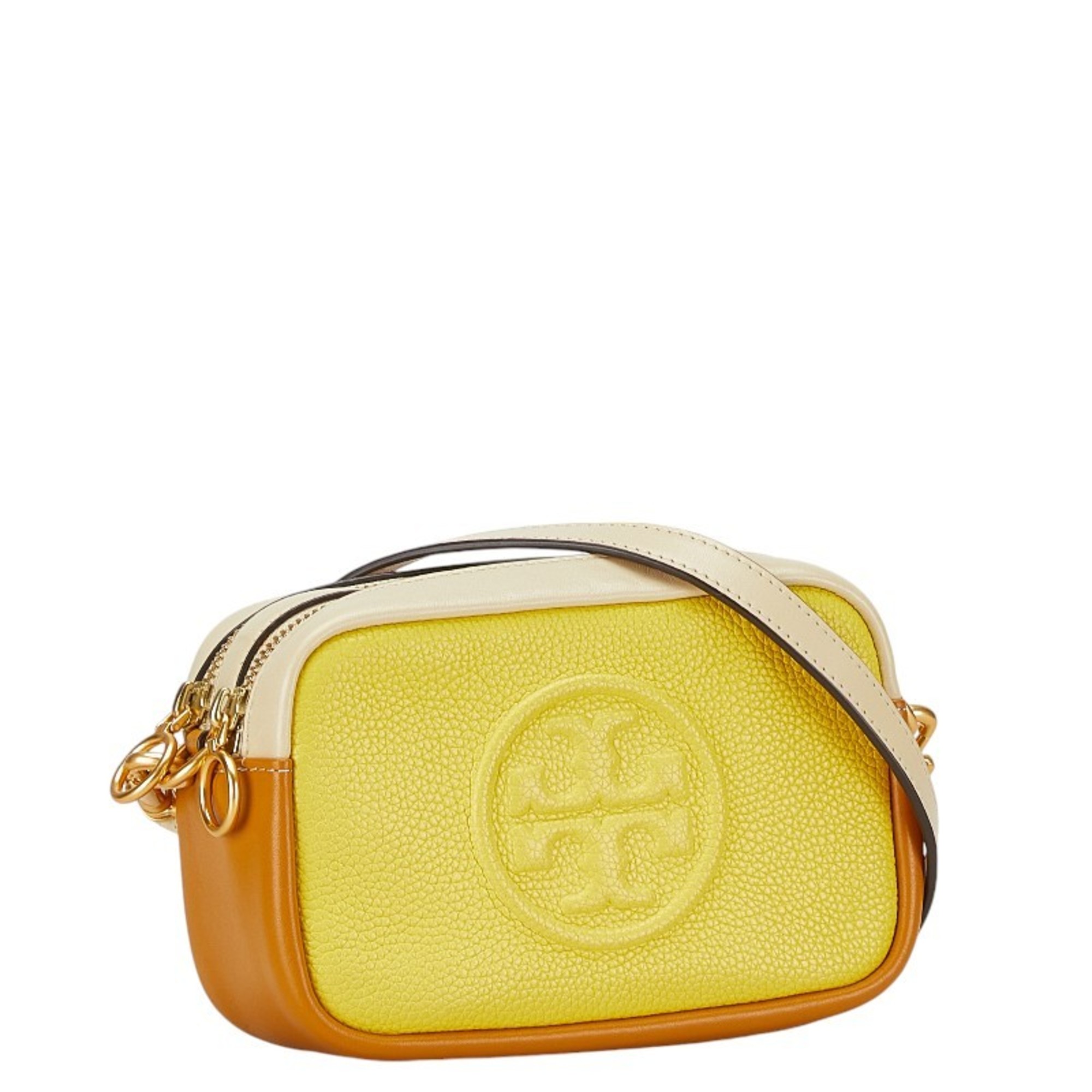 Tory Burch Shoulder Bag Yellow Beige White Ivory Leather Women's