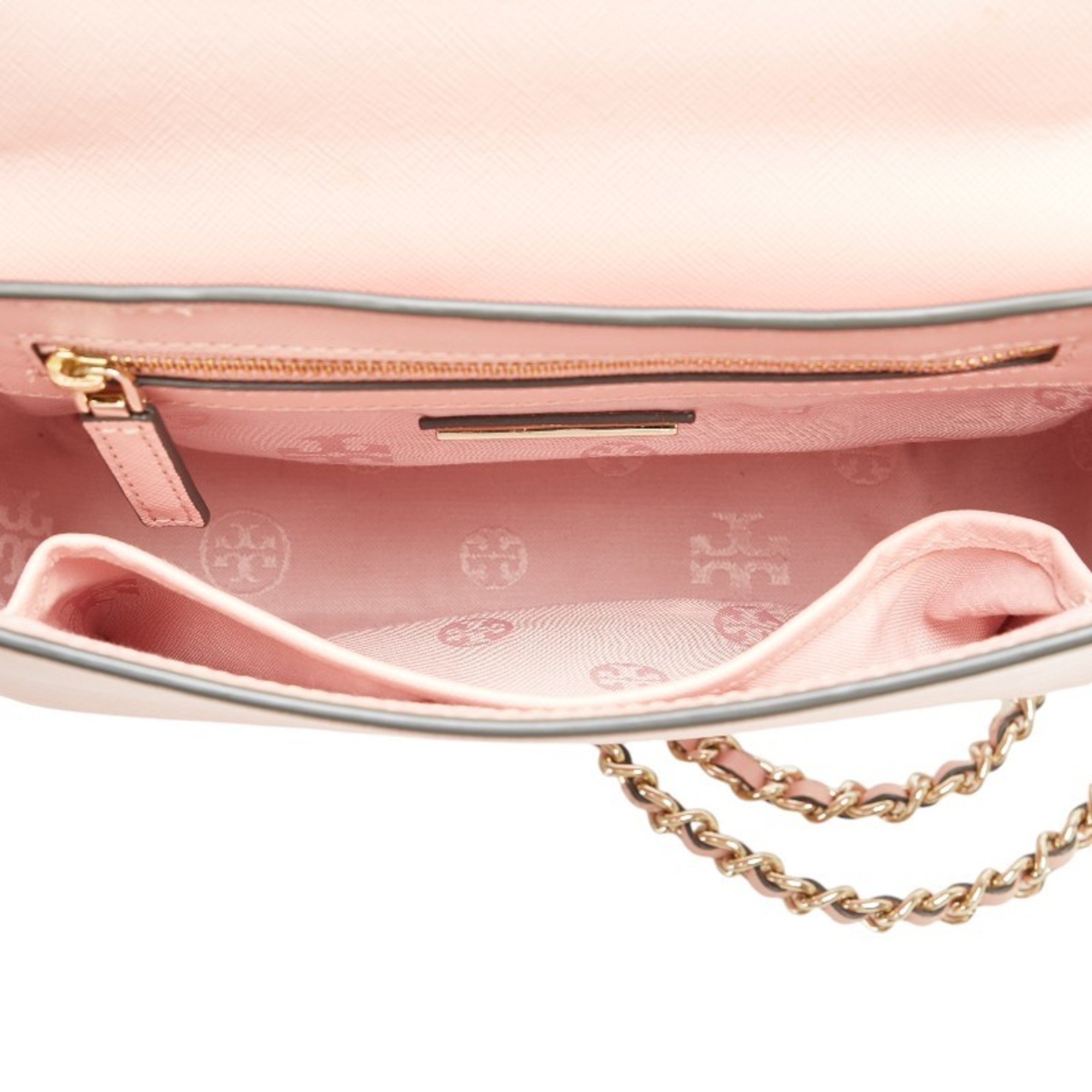 Tory Burch Chain Shoulder Bag Pink Leather Women's