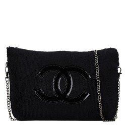 Chanel Coco Mark Chain Shoulder Bag Black Fur Women's CHANEL