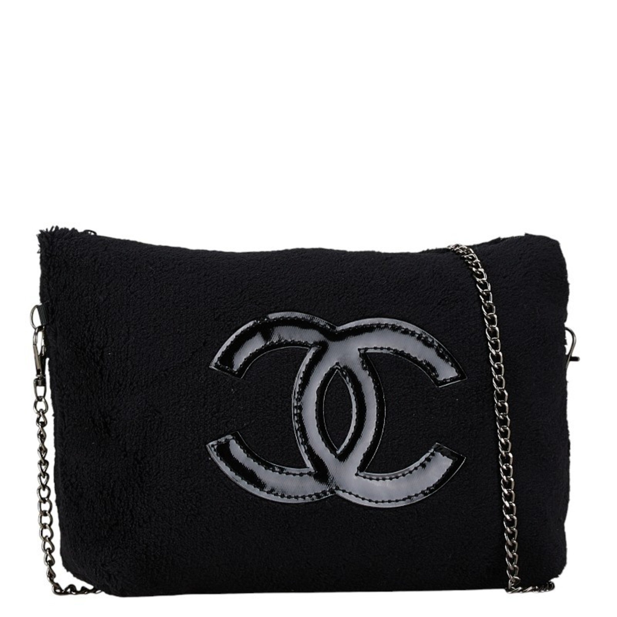 Chanel Coco Mark Chain Shoulder Bag Black Fur Women's CHANEL