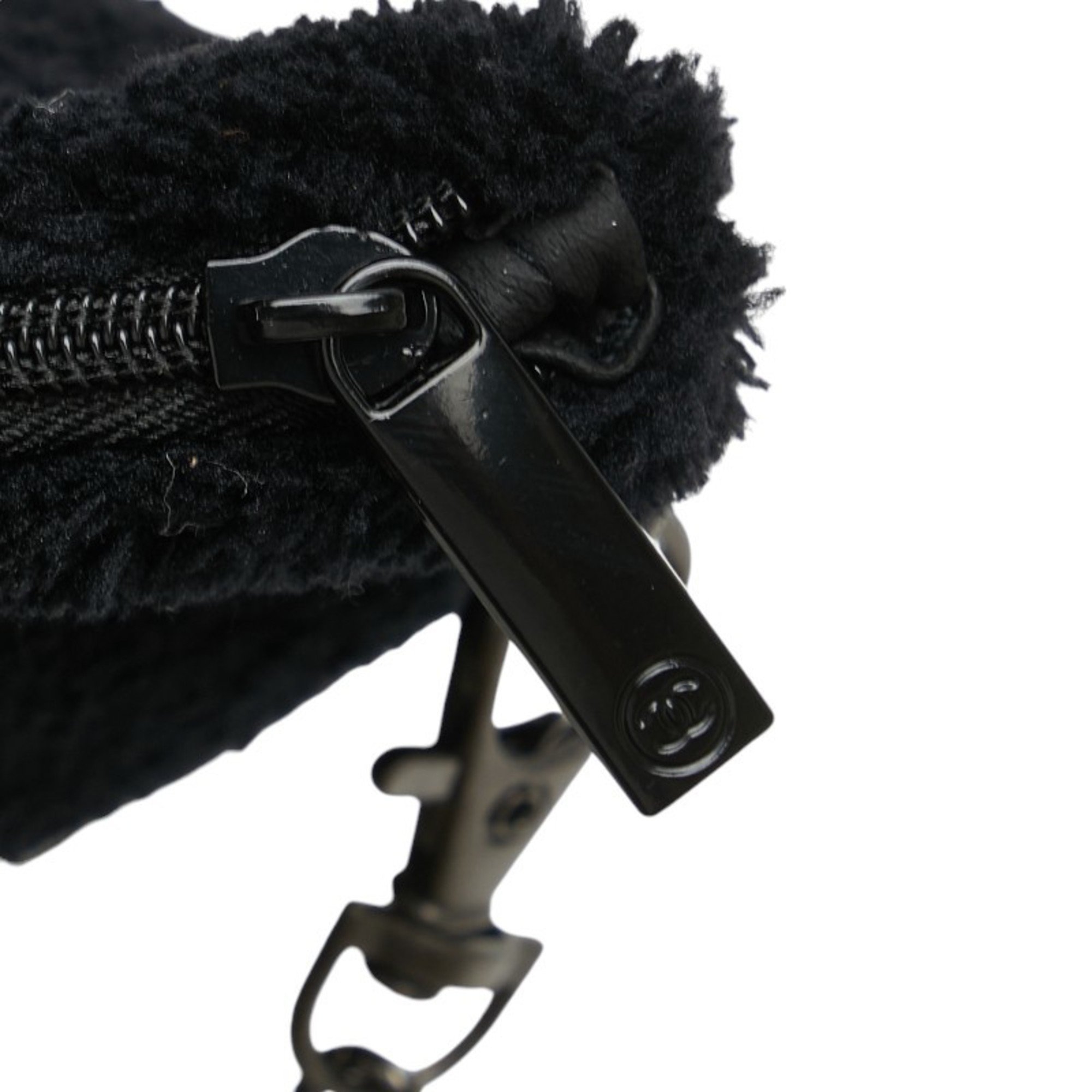 Chanel Coco Mark Chain Shoulder Bag Black Fur Women's CHANEL