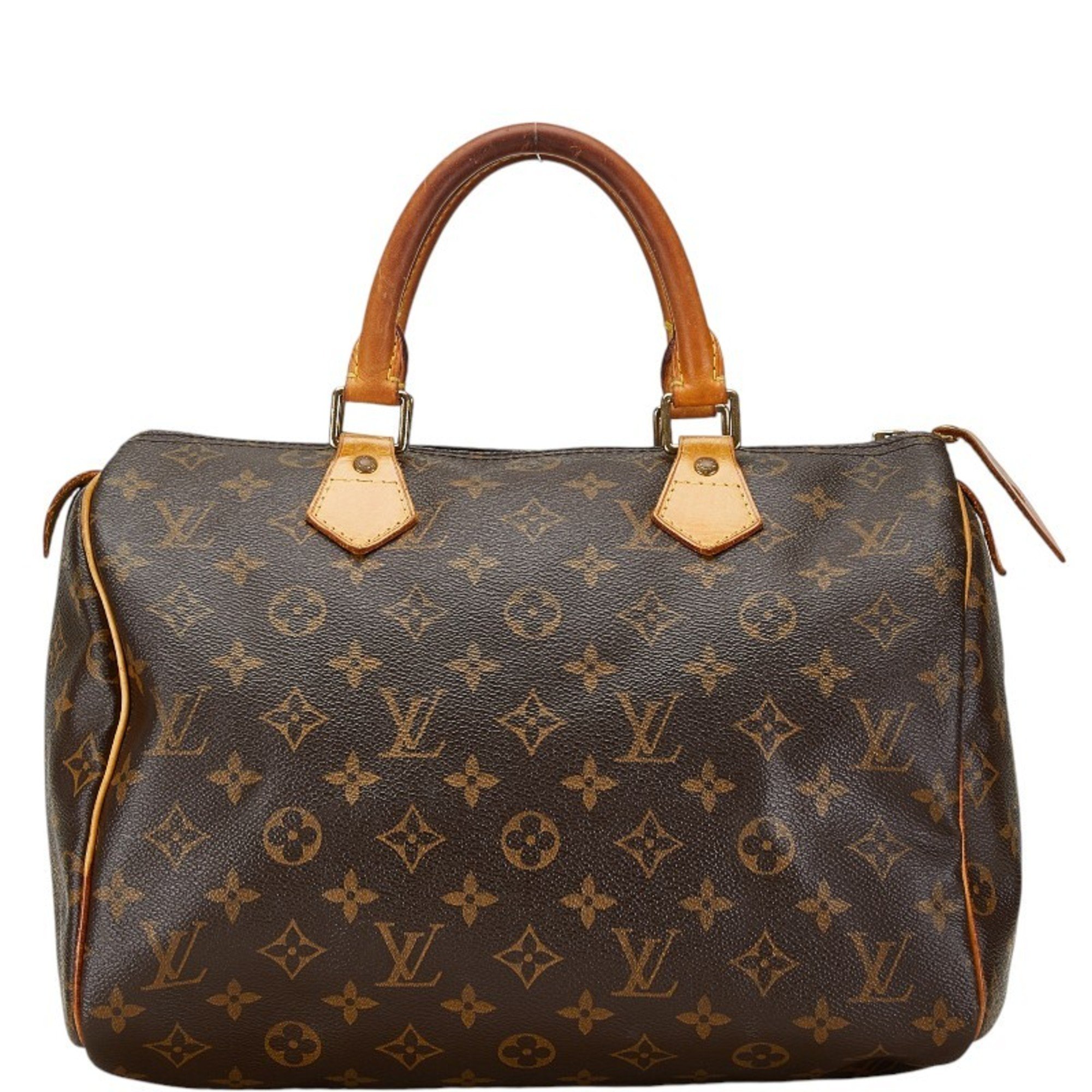 Louis Vuitton Monogram Speedy 30 Handbag Boston Bag M41526 Brown PVC Leather Women's LOUIS VUITTON